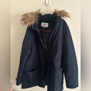 Black Guy Laroche Homme Puffer Jacket W/FurLined Hood large size